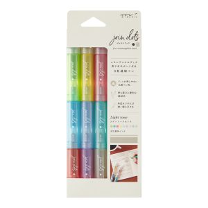 Midori Join Dots Connecting Light Tones Pen Set – 3 Stackable Highlighters – Bright Pastel Milky – Made in Japan