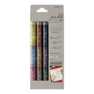 Midori Join Dots Connecting Grayish Tones Pen Set – 3 Stackable Highlighters – Dark, Mocha, Dusty – Made in Japan