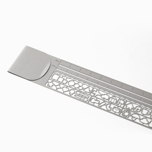 Midori Clip Ruler Silver 15cm